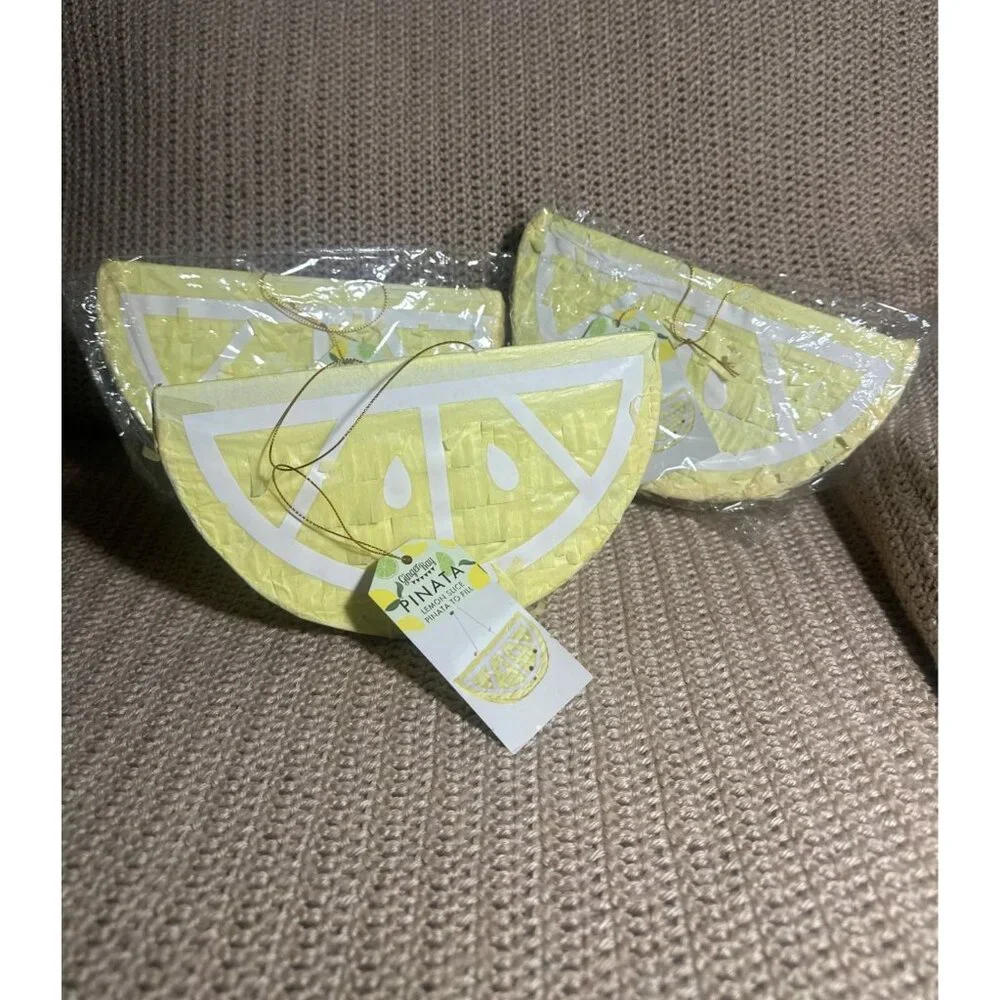 Ginger Ray Yellow Lemon Wedge Slice Pinata To Fill Candy Party Decoration 3 Pack - Picture 1 of 7